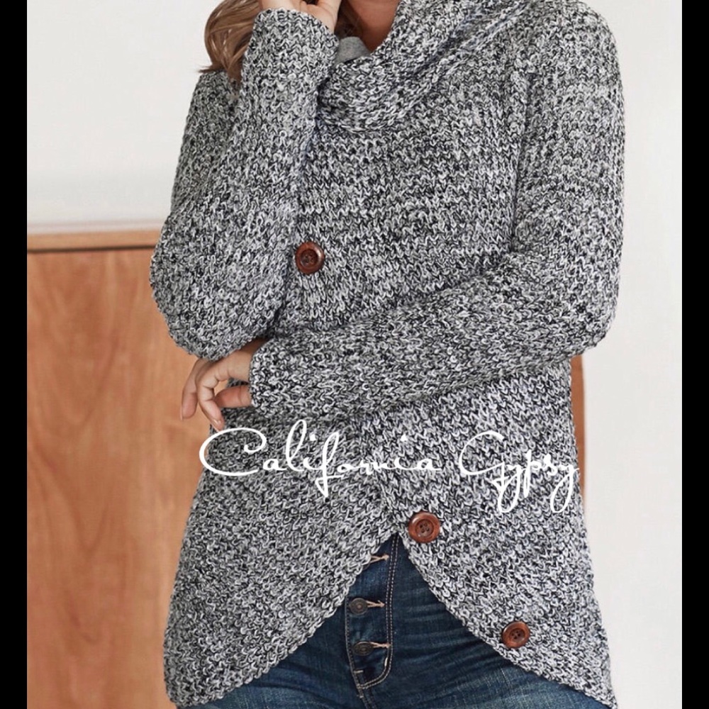Feathered Asymmetrical Turtleneck Sweater - Picture 9 of 10